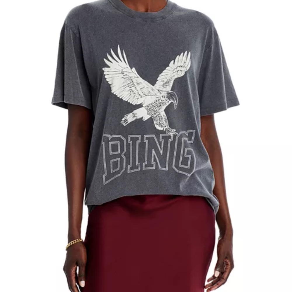 Anine Bing Lili Retro Tee with Eagle Charcoal